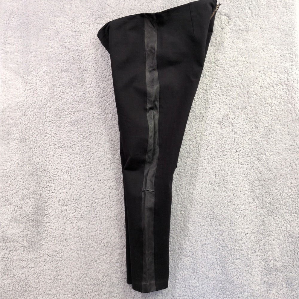 J. Crew Women's Black Size 14 Mid Rise Crop Leggings Pants Leather Trim Back Zip - Picture 16 of 16